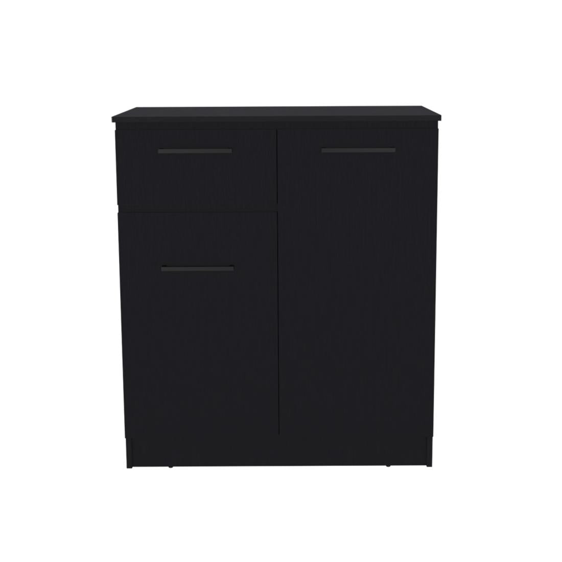 37" Black Wood Accent Cabinet With Two Doors And One Drawer