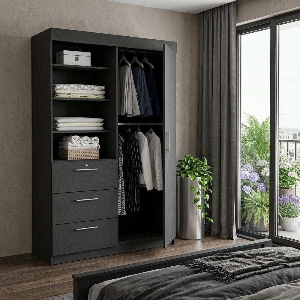 59" White Three Drawer Combo Dresser