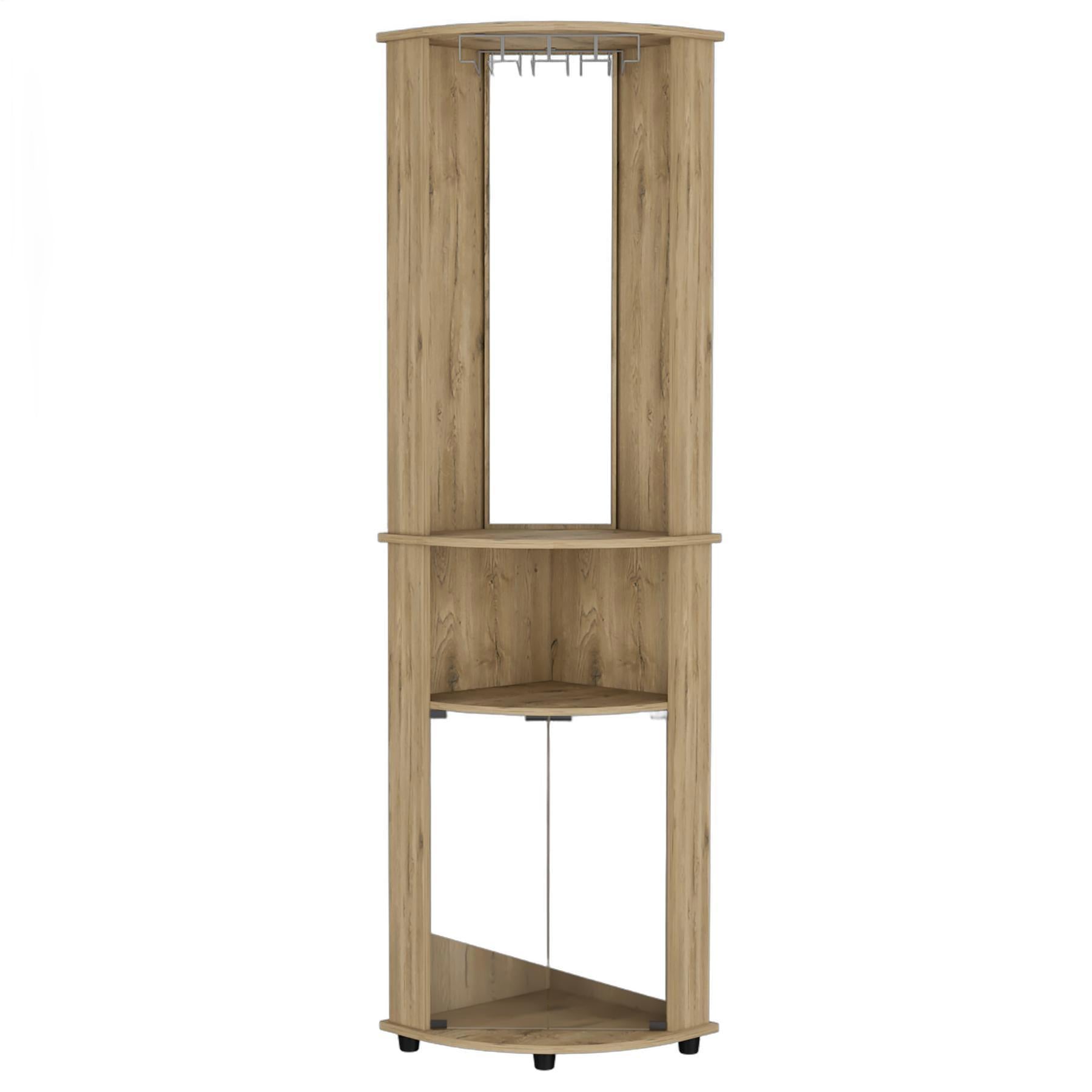 18" Natural Wood Corner Bar Cabinet