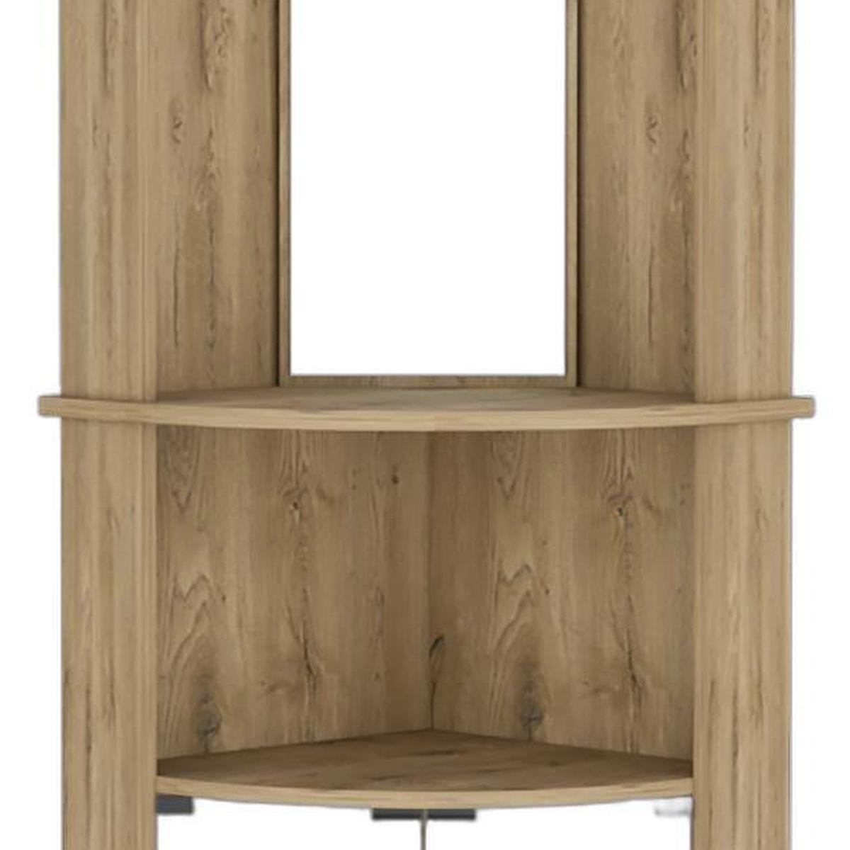 18" Natural Wood Corner Bar Cabinet