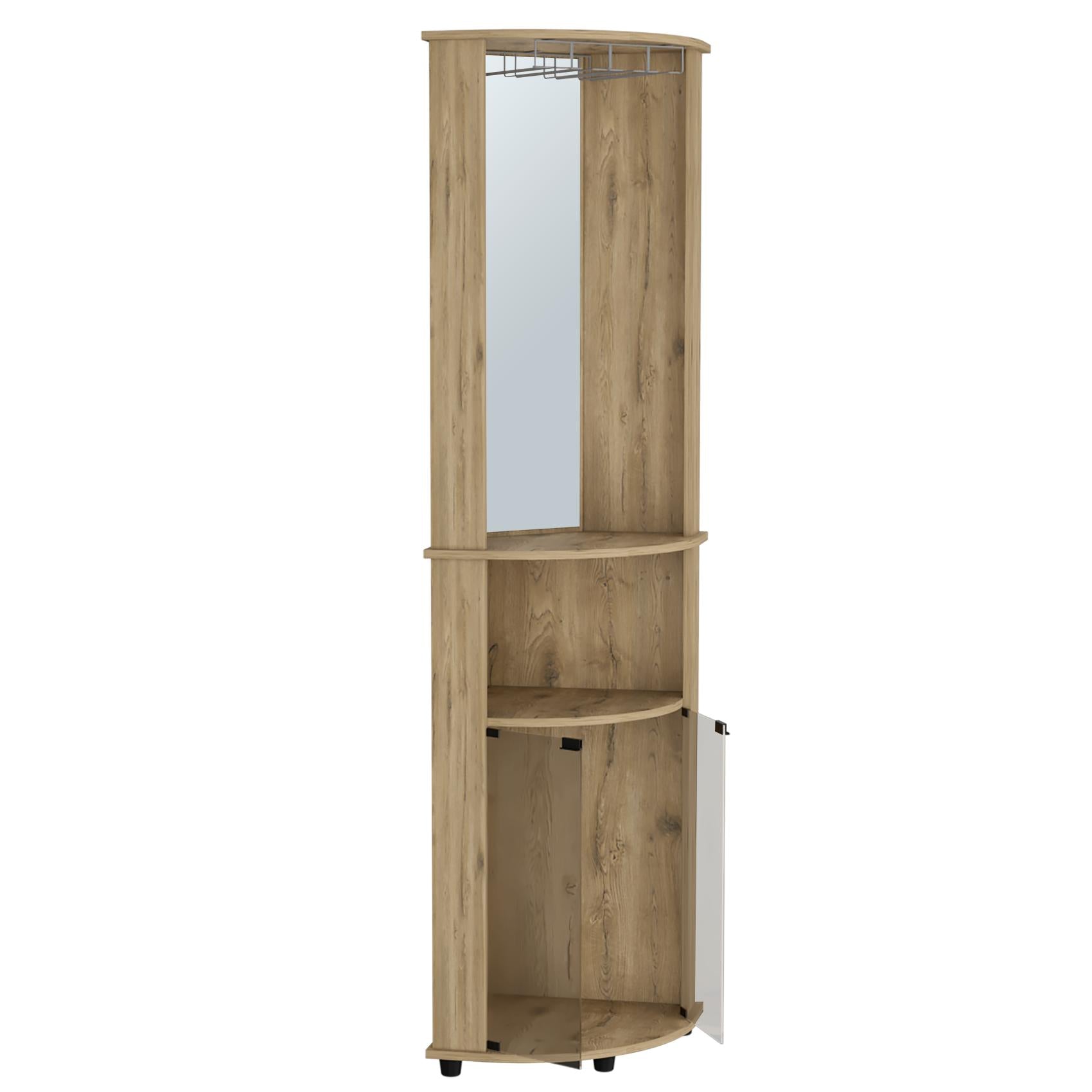 18" Natural Wood Corner Bar Cabinet