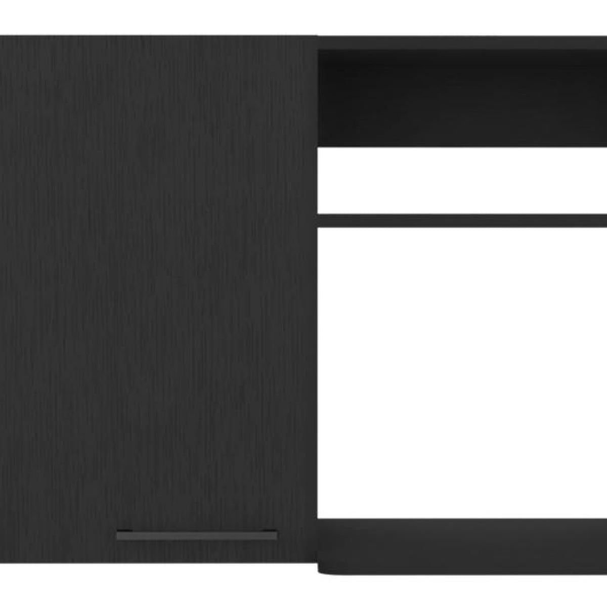 39" Black Wood Wall Mounted Accent Cabinet With Single Door