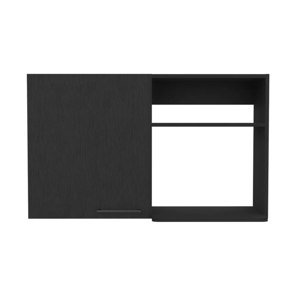 39" Black Wood Wall Mounted Accent Cabinet With Single Door