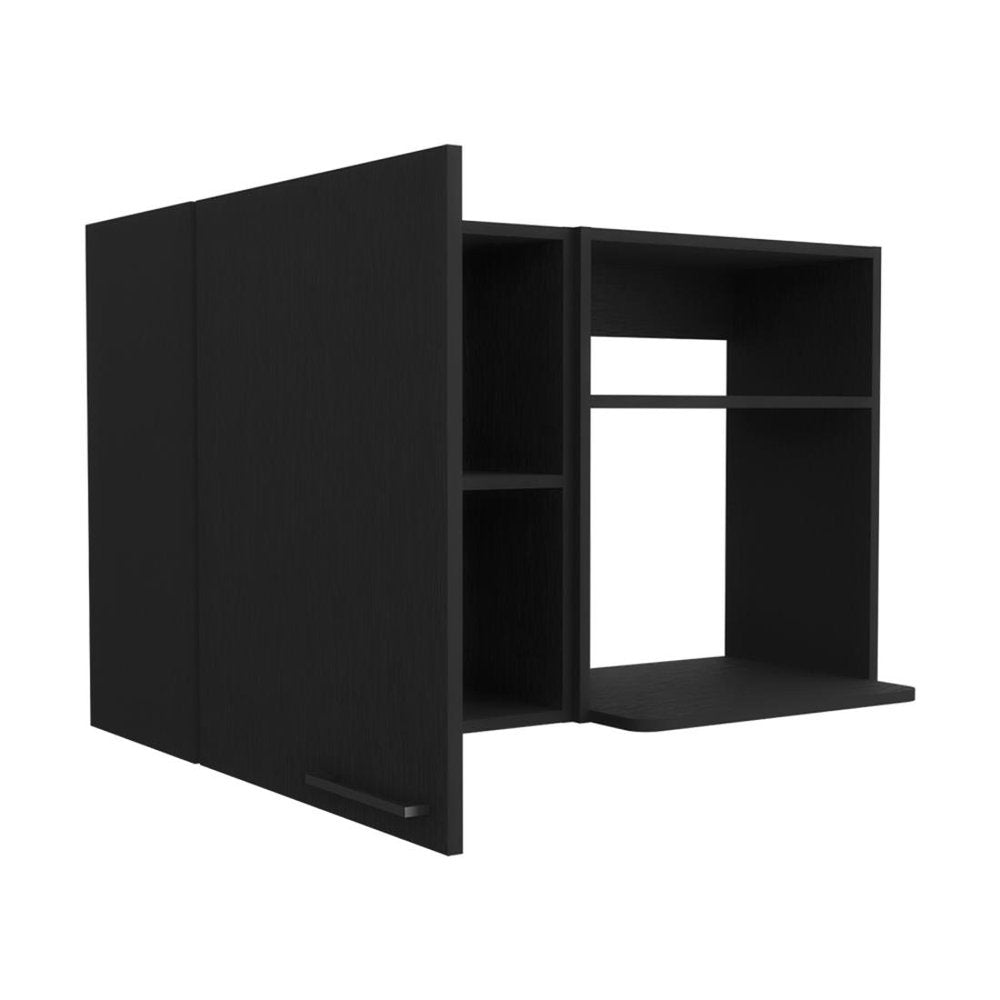 39" Black Wood Wall Mounted Accent Cabinet With Single Door