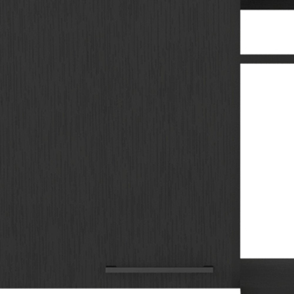 39" Black Wood Wall Mounted Accent Cabinet With Single Door