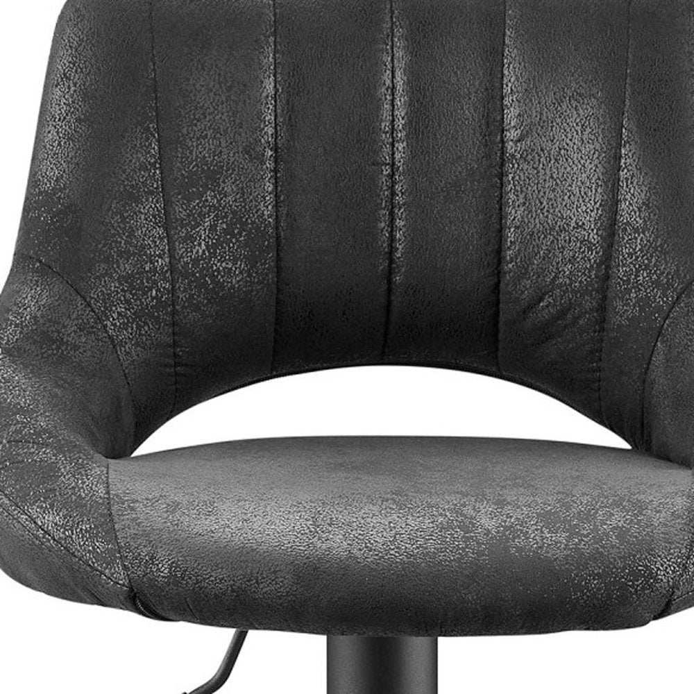 Set of Two 32" Black Faux Leather And Steel Swivel Low Back Adjustable Height Bar Chairs