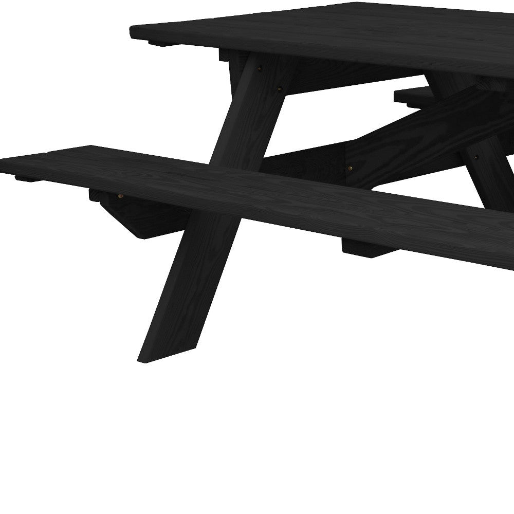 94" Charcoal Solid Wood Outdoor Picnic Table