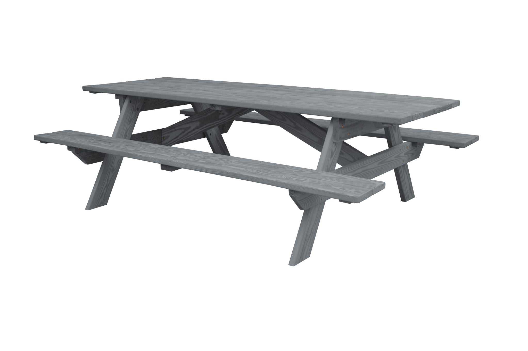 94" Gray Solid Wood Outdoor Picnic Table