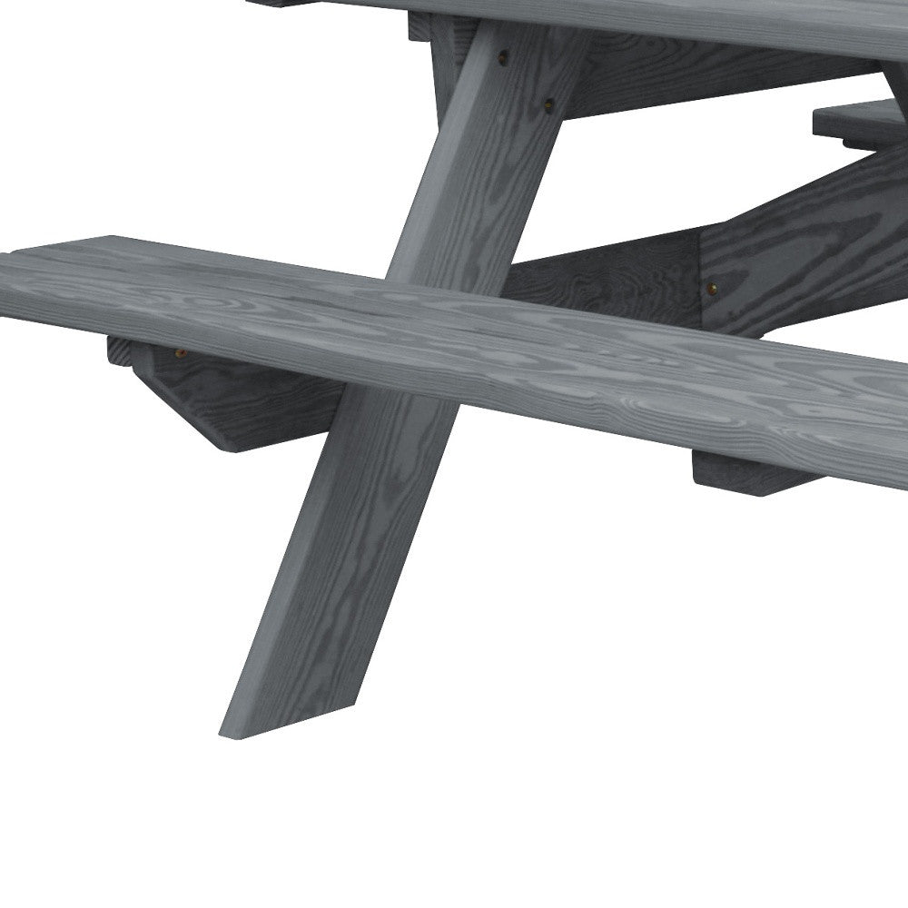 94" Gray Solid Wood Outdoor Picnic Table