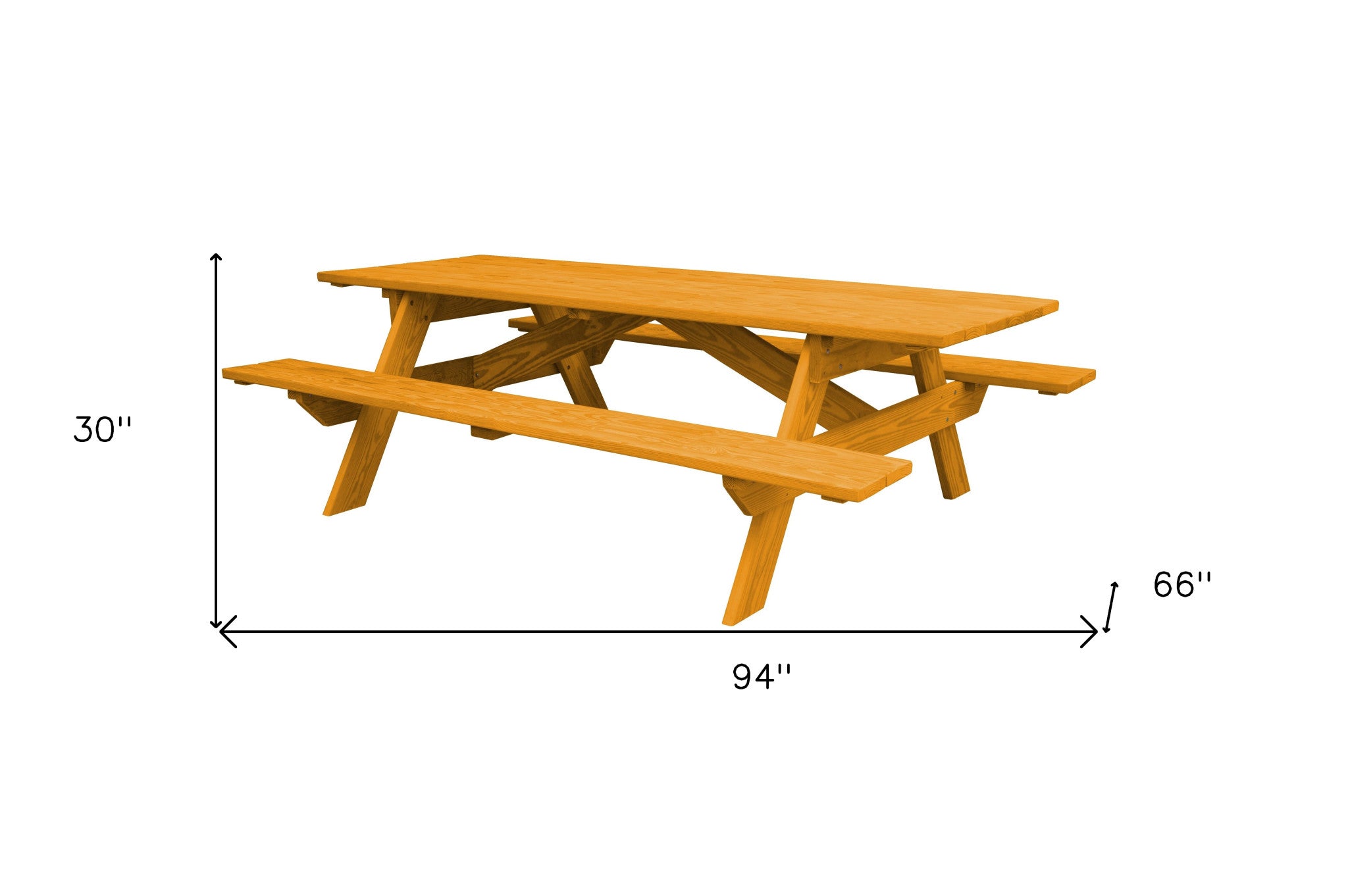 94" Natural Solid Wood Outdoor Picnic Table