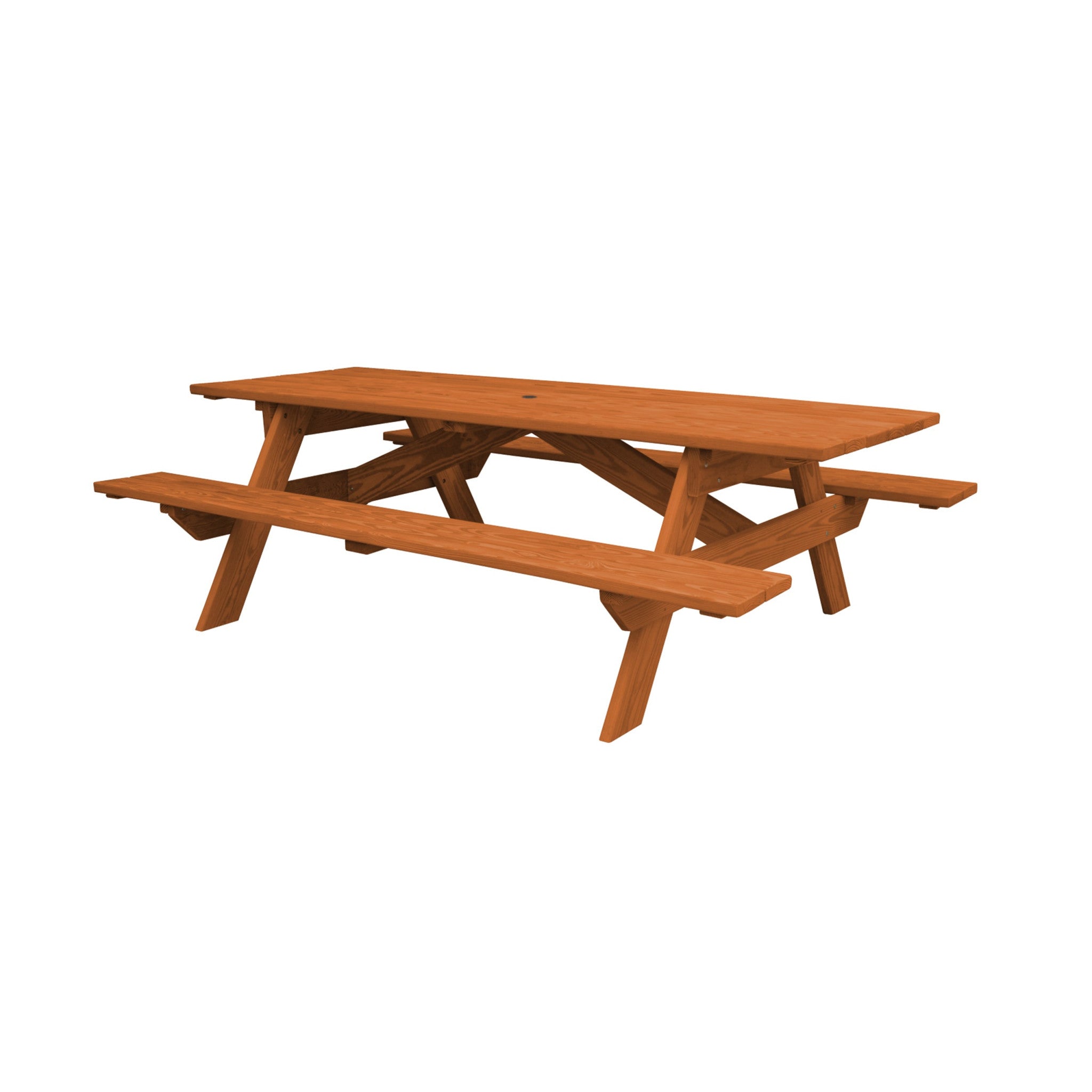 94" Cedar Chest Solid Wood Outdoor Picnic Table with Umbrella Hole