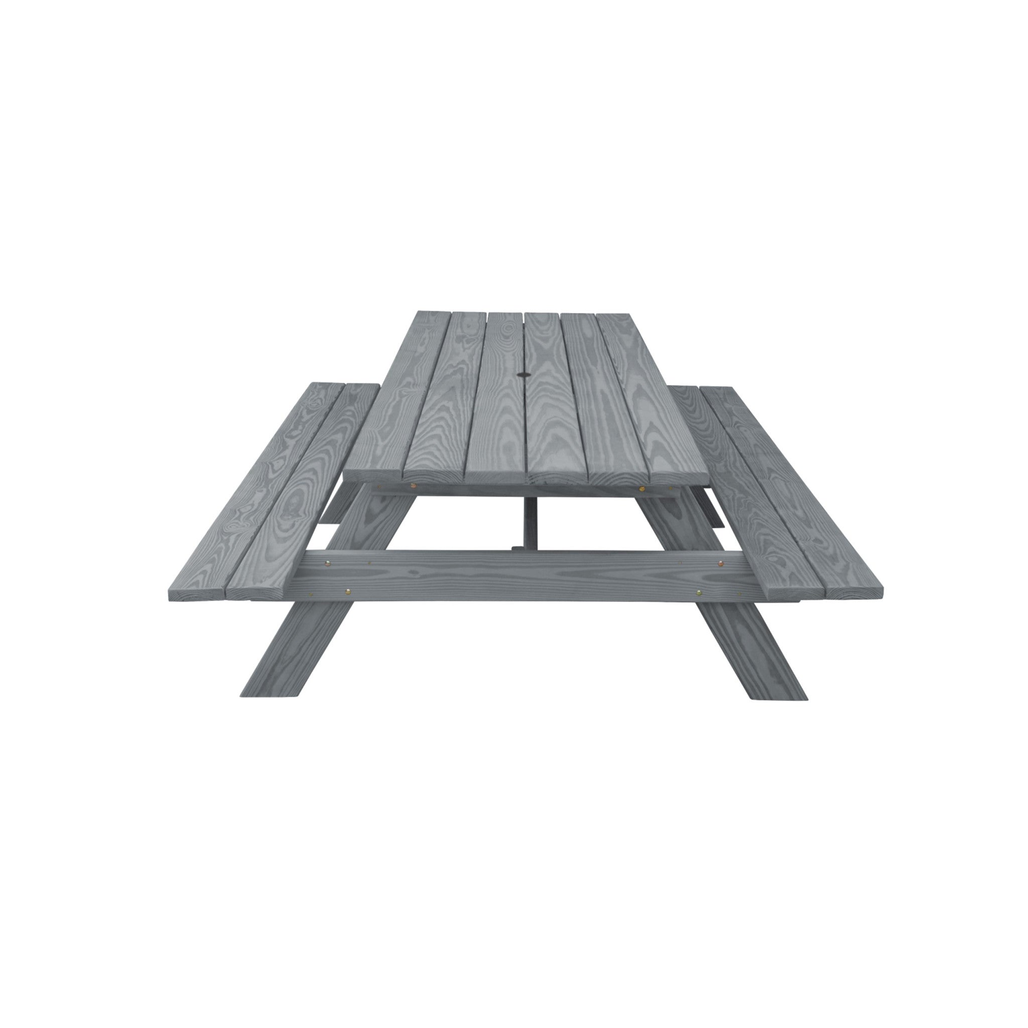94" Gray Solid Wood Outdoor Picnic Table with Umbrella Hole