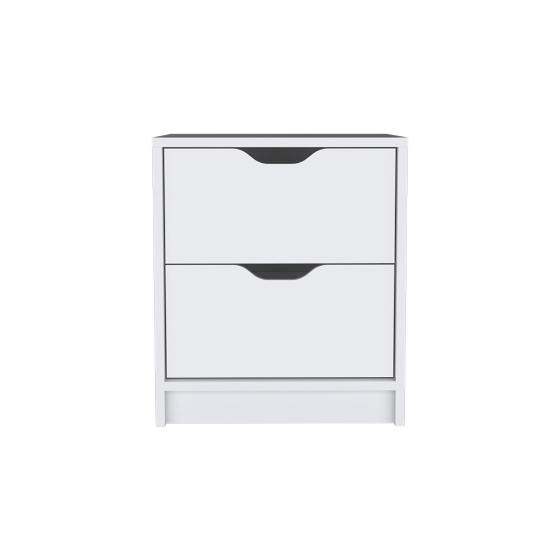 19" White Two Drawer Faux Wood Nightstand