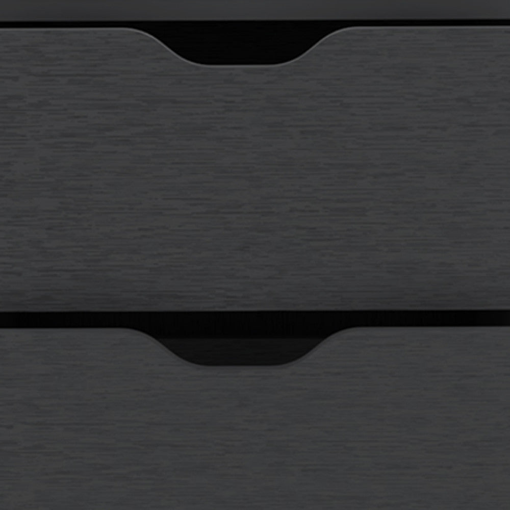 19" Black Wood Two Drawer Nightstand