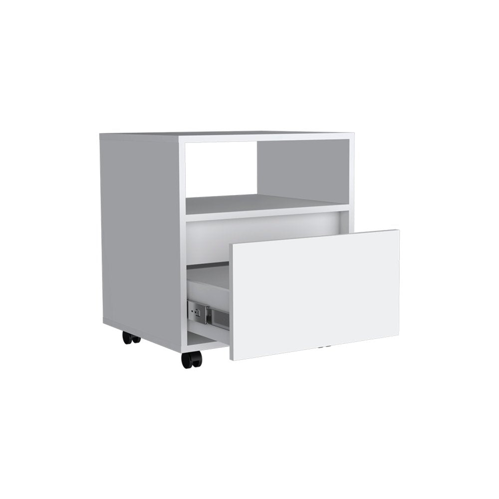 20" White Wood One Drawer Nightstand