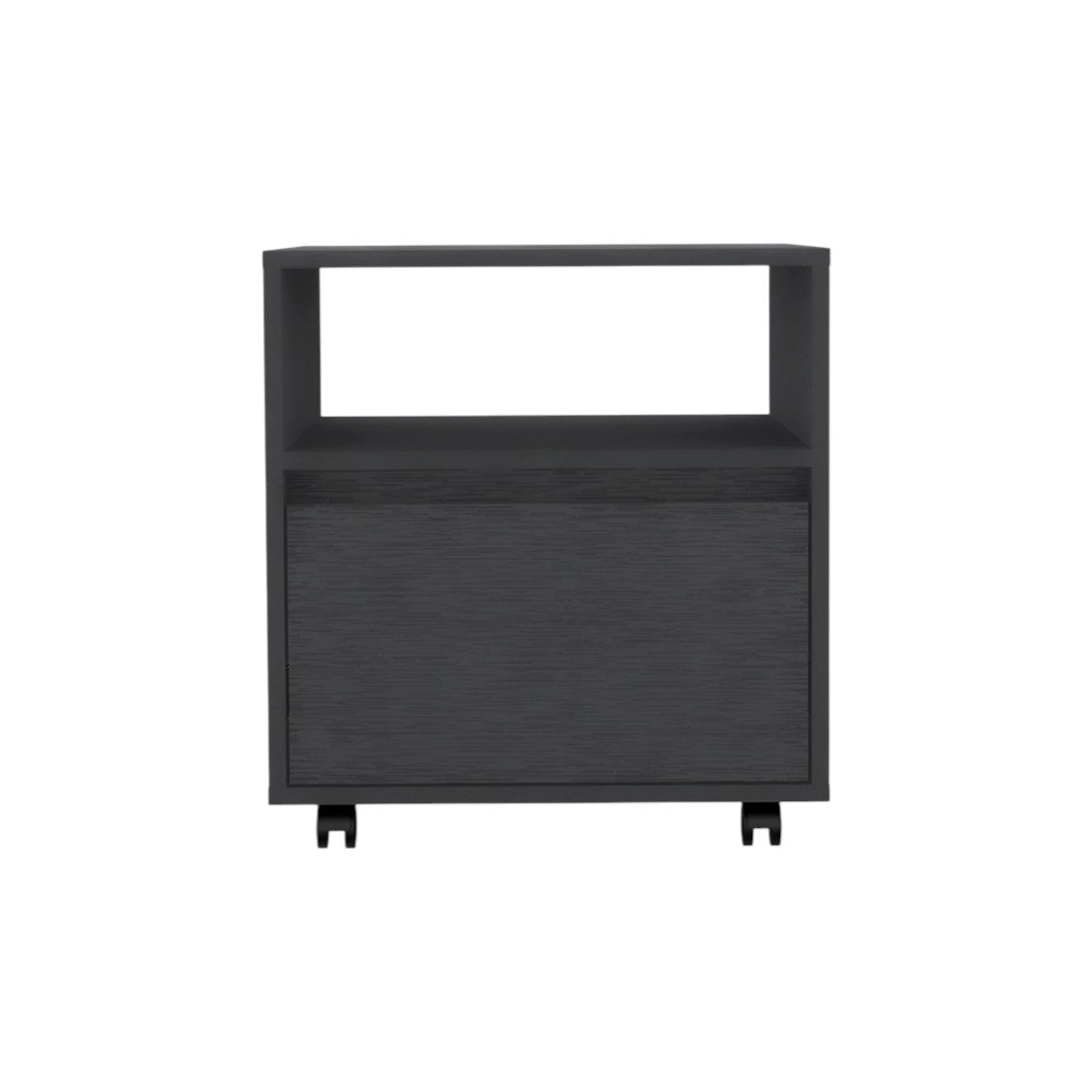 20" Black Wood One Drawer Nightstand