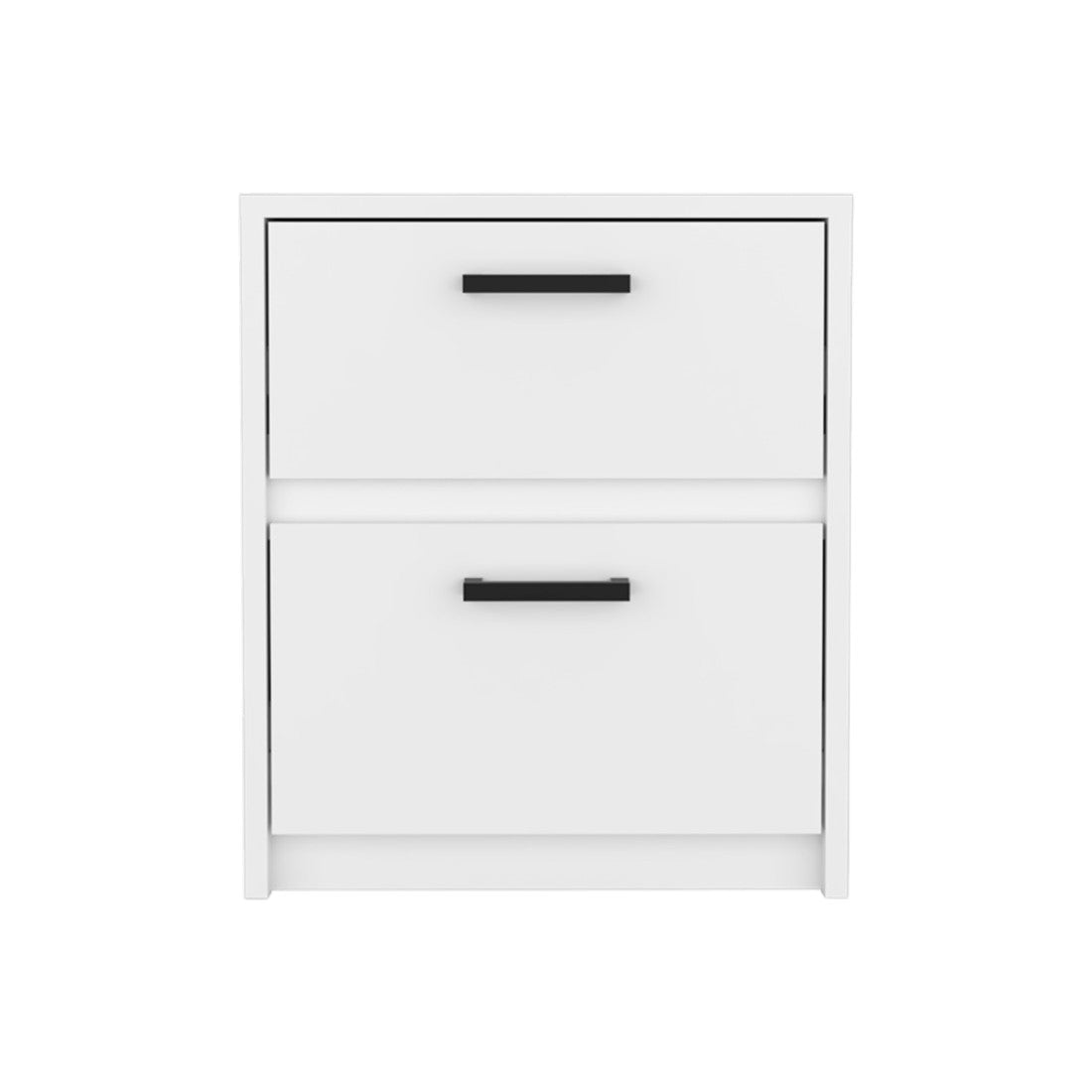 19" White Wood Two Drawer Nightstand