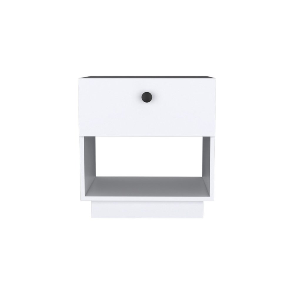 20" White Wood One Drawer Nightstand