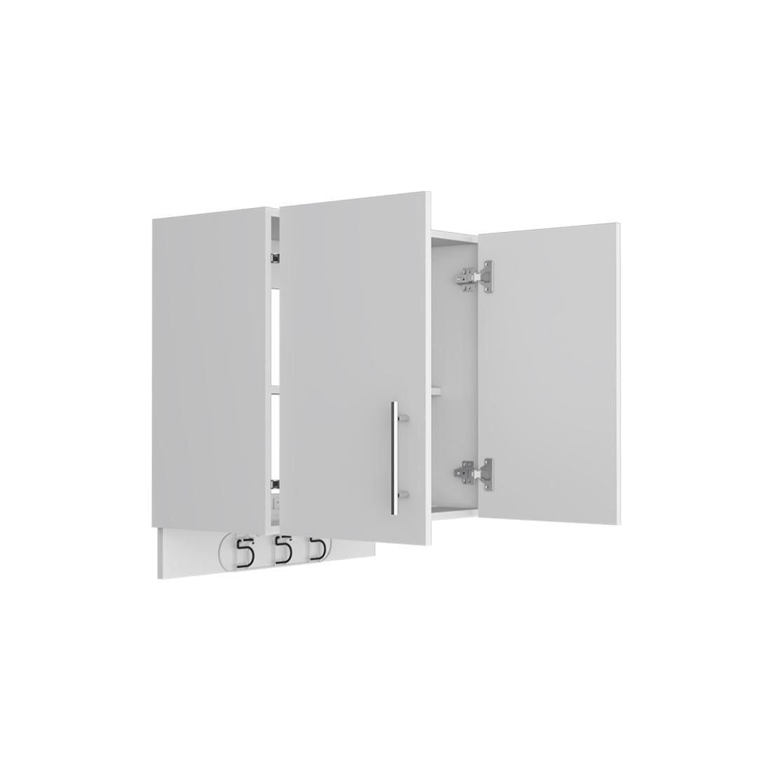 26" White Wood Wall Mounted Utlity Cabinet With Two Doors