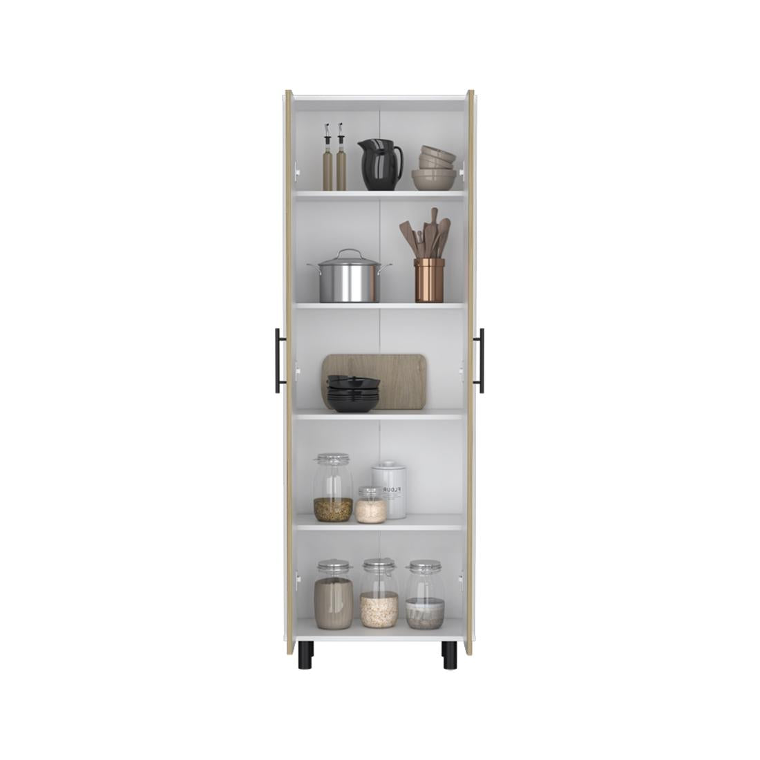 71" Beige Wood Two Door Pantry Or Storage Closet