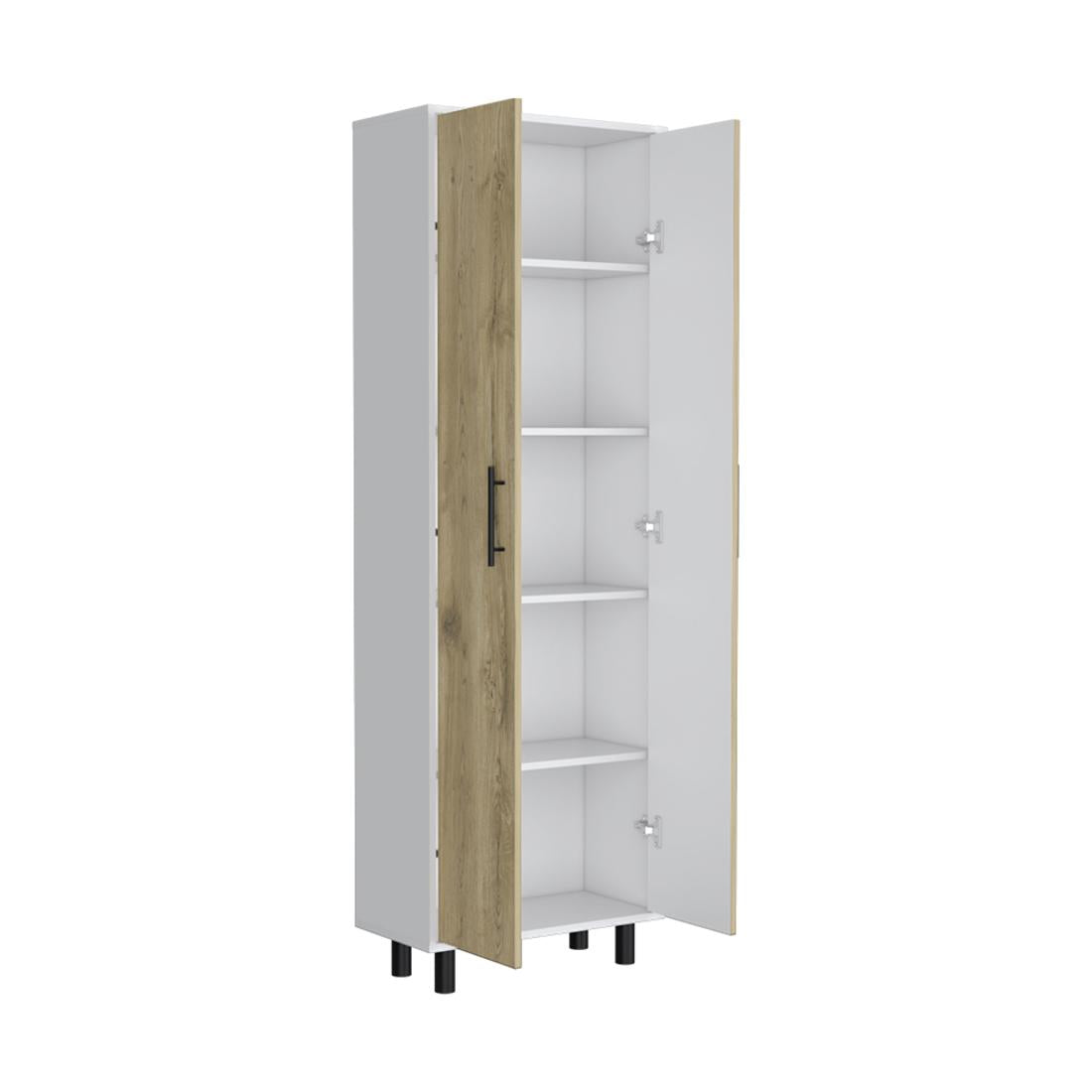 71" Beige Wood Two Door Pantry Or Storage Closet