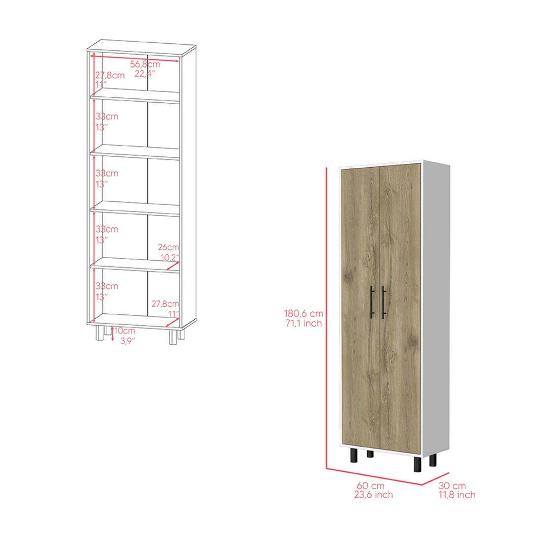 71" Beige Wood Two Door Pantry Or Storage Closet