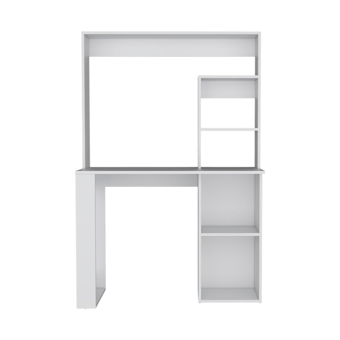 39" White Wood Computer Desk With Hutch