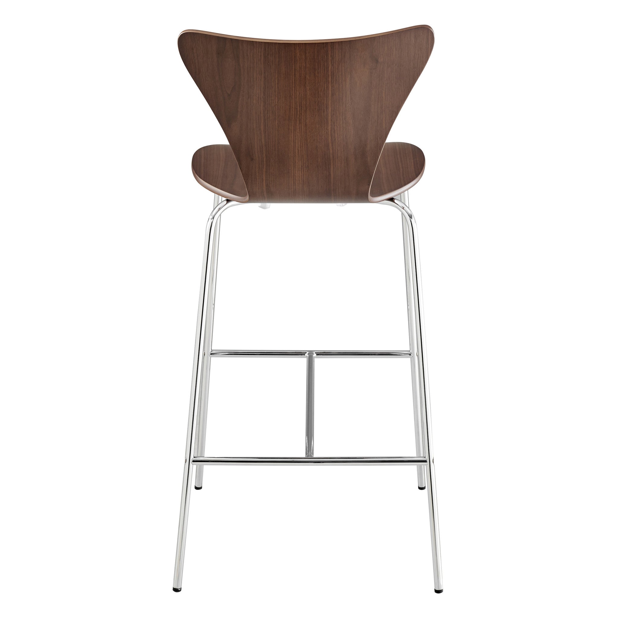 30" Brown And Silver Metallic Stainless Steel Bar Chair