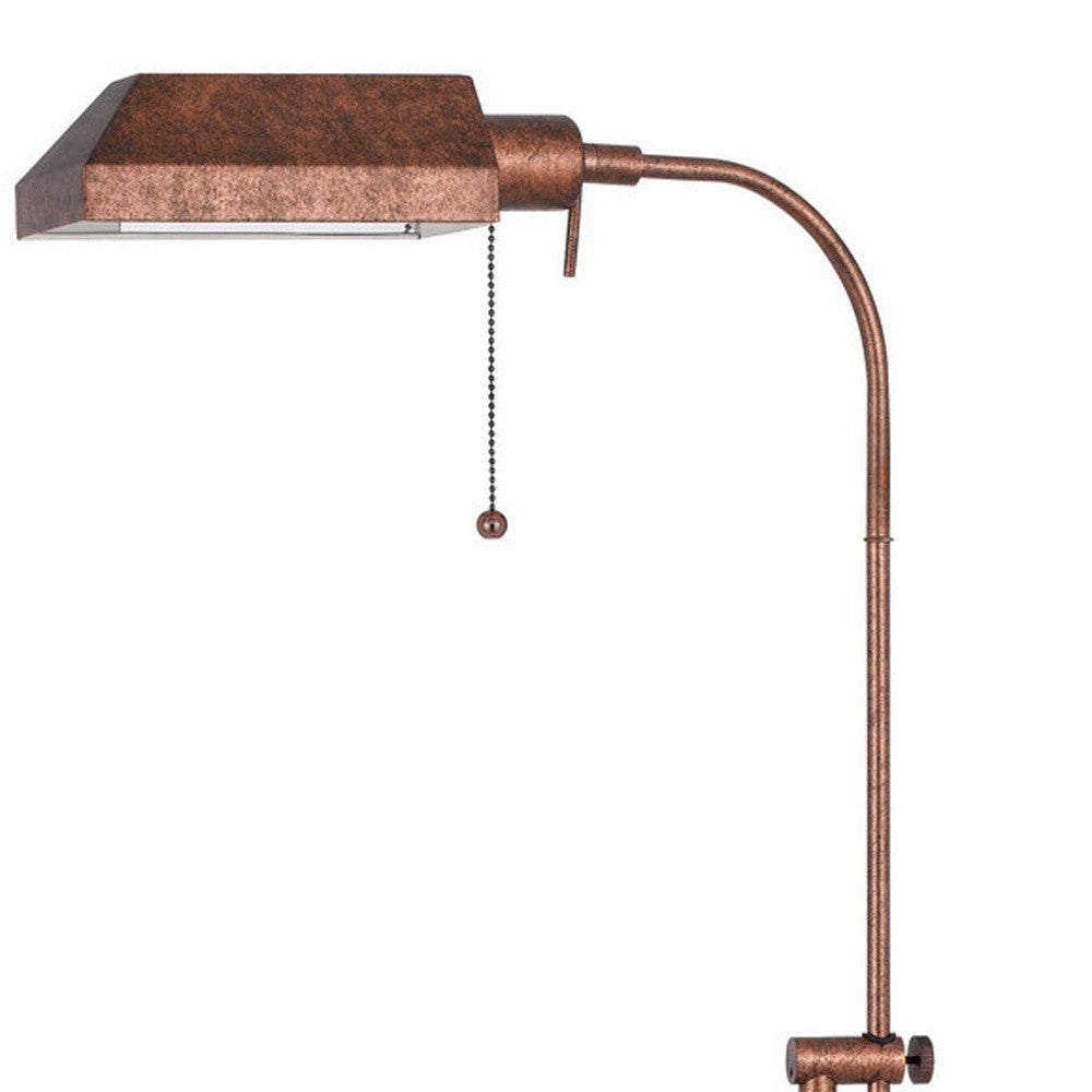 57" Rusted Adjustable Traditional Shaped Floor Lamp With Rust Square Shade