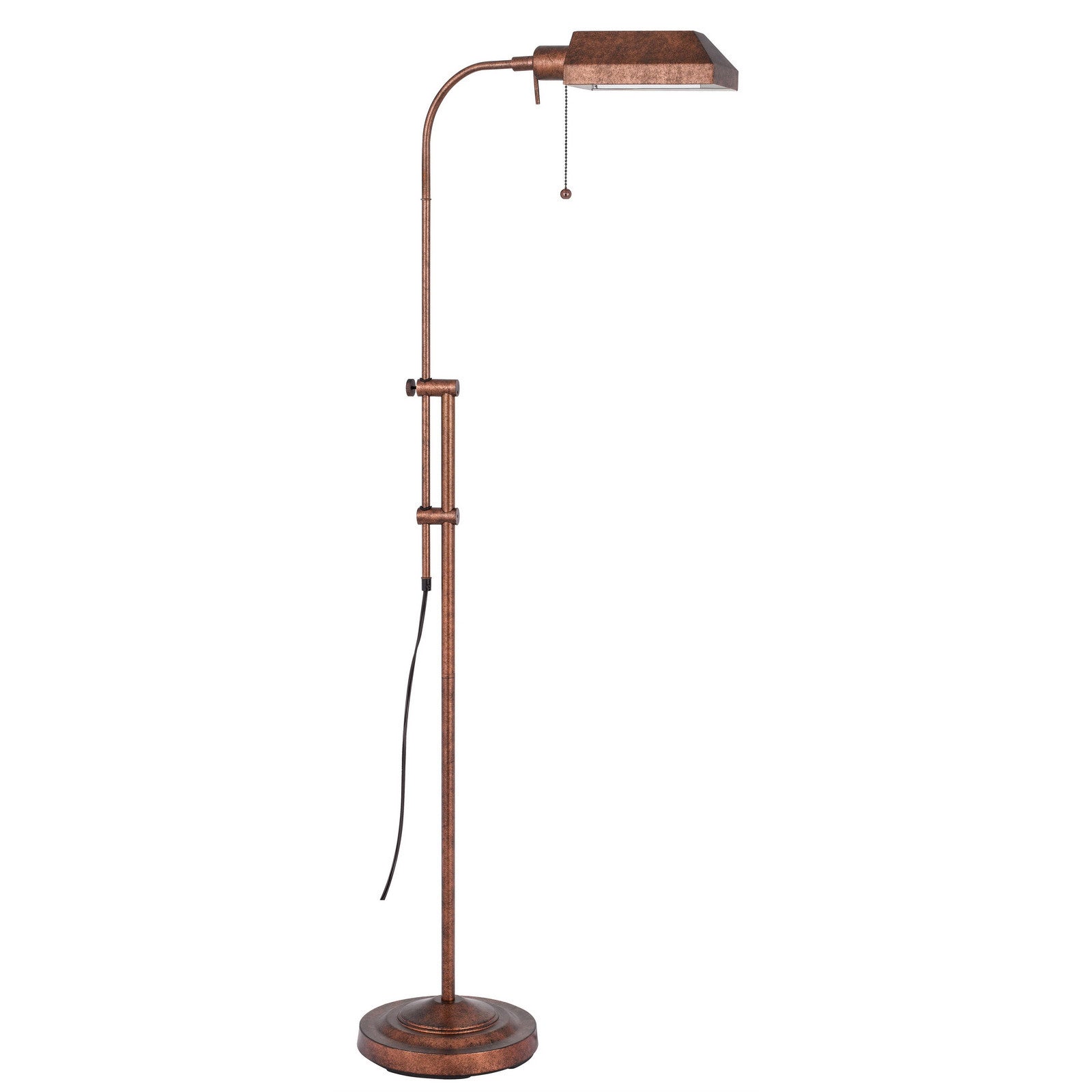 57" Rusted Adjustable Traditional Shaped Floor Lamp With Rust Square Shade