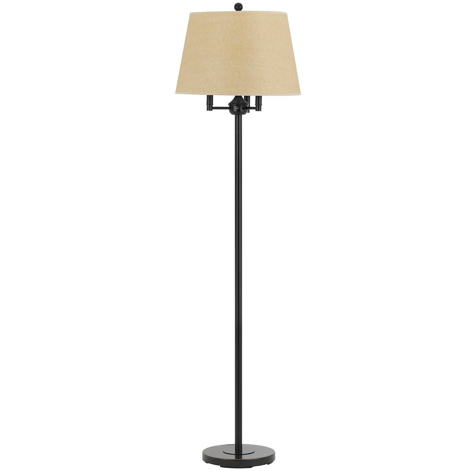 62" Bronze Four Light Floor Lamp With Beige Fabric Square Shade