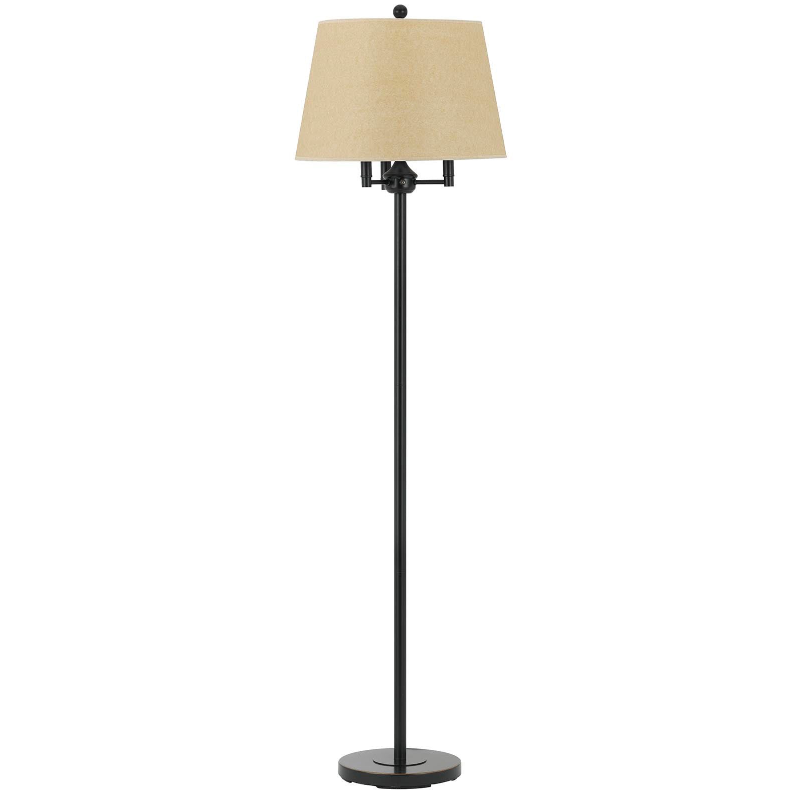 62" Bronze Four Light Floor Lamp With Beige Fabric Square Shade