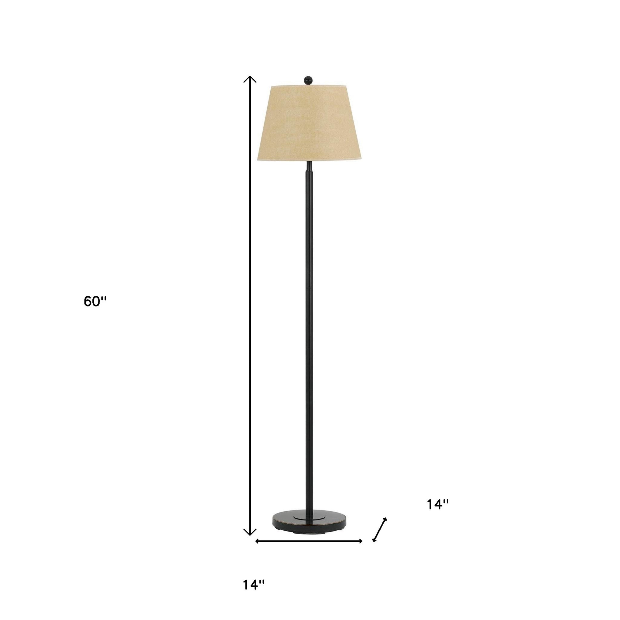 60" Bronze Traditional Shaped Floor Lamp With Tan Square Shade