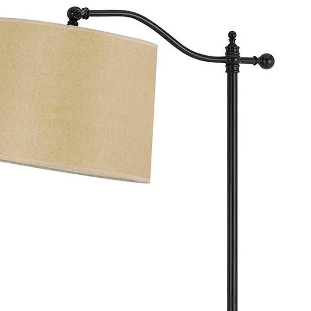 63" Bronze Metal Adjustable Floor Lamp With Tan Paper Square Shade