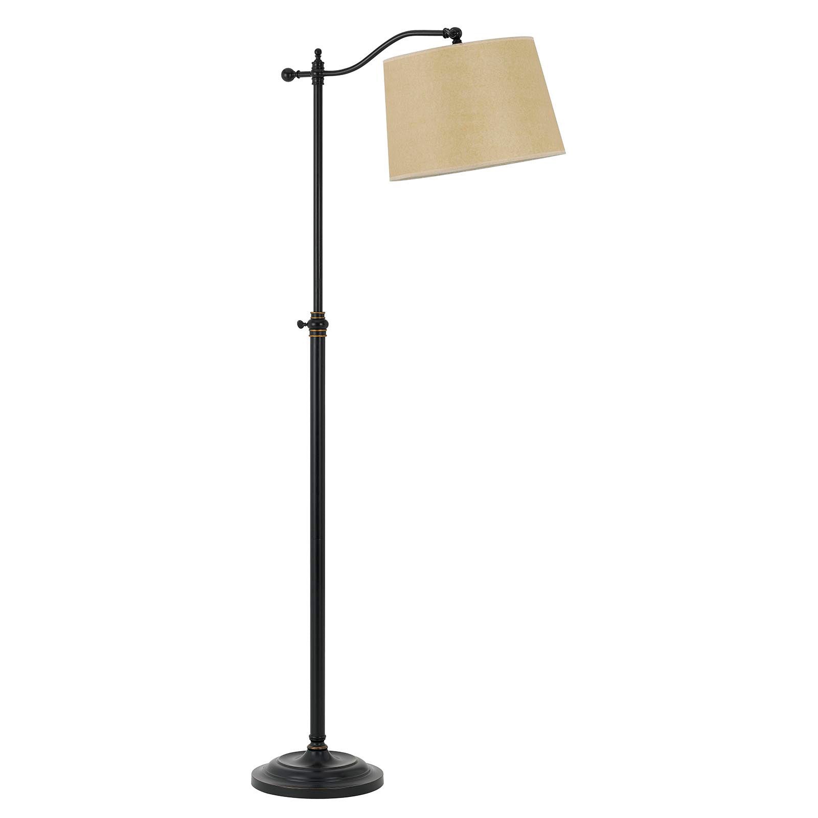 63" Bronze Metal Adjustable Floor Lamp With Tan Paper Square Shade