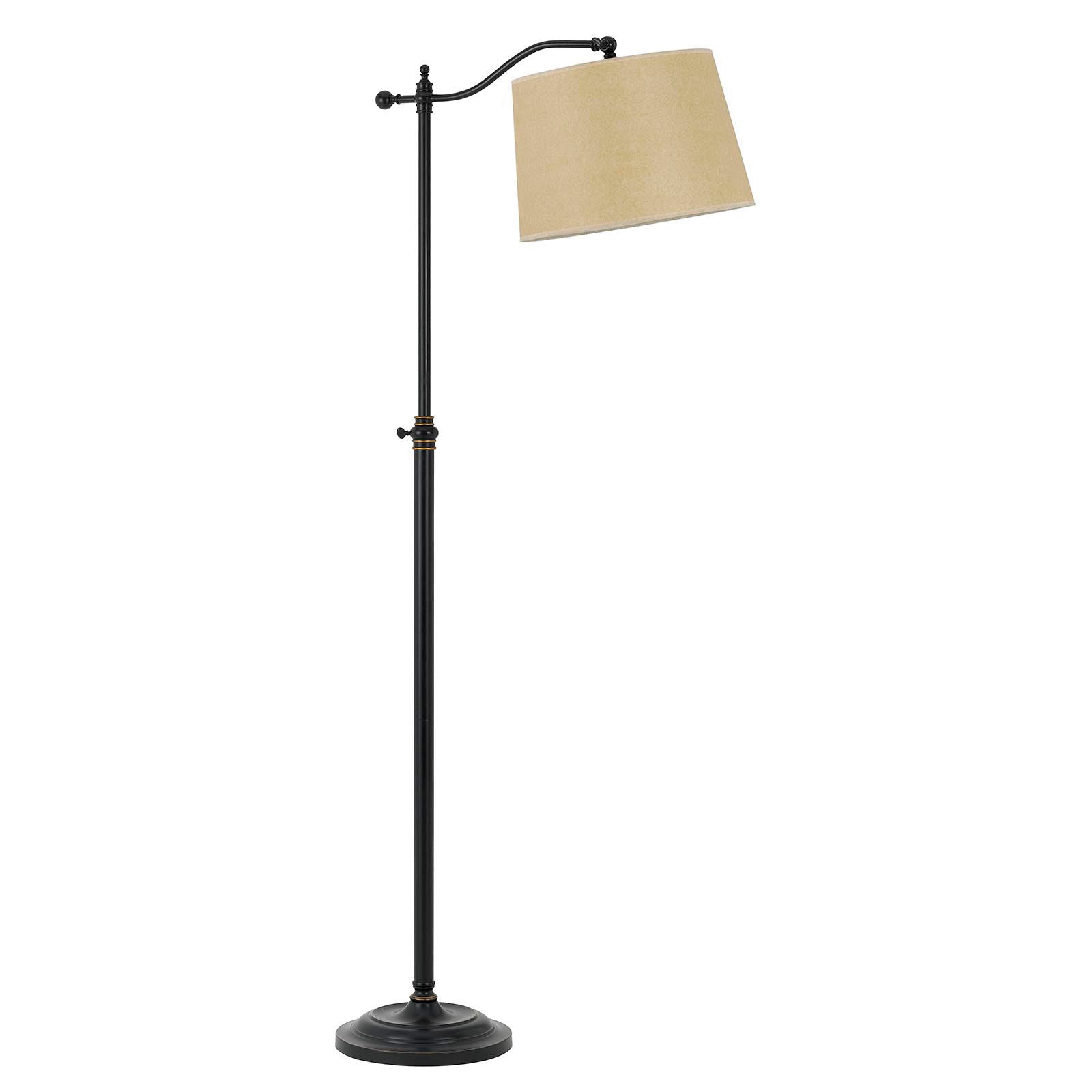 63" Bronze Adjustable Traditional Shaped Floor Lamp With Tan Square Shade