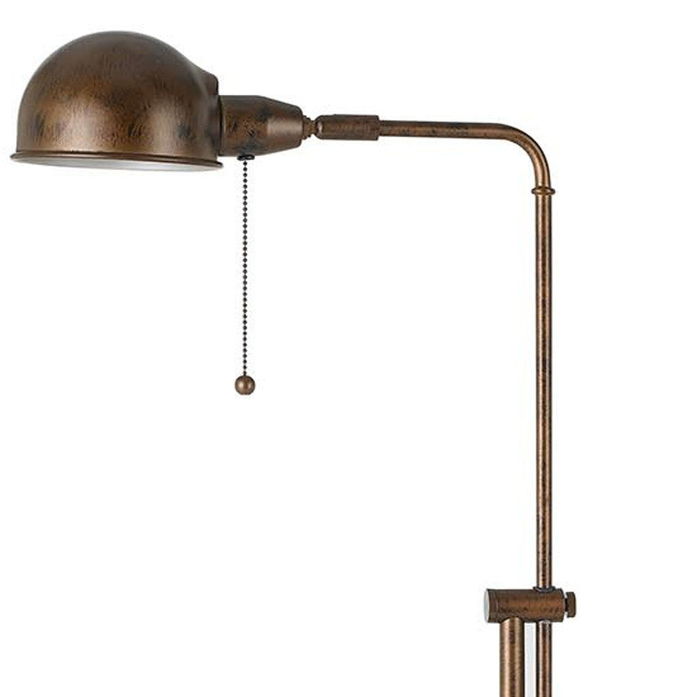 58" Rusted Adjustable Traditional Shaped Floor Lamp With Rust Dome Shade