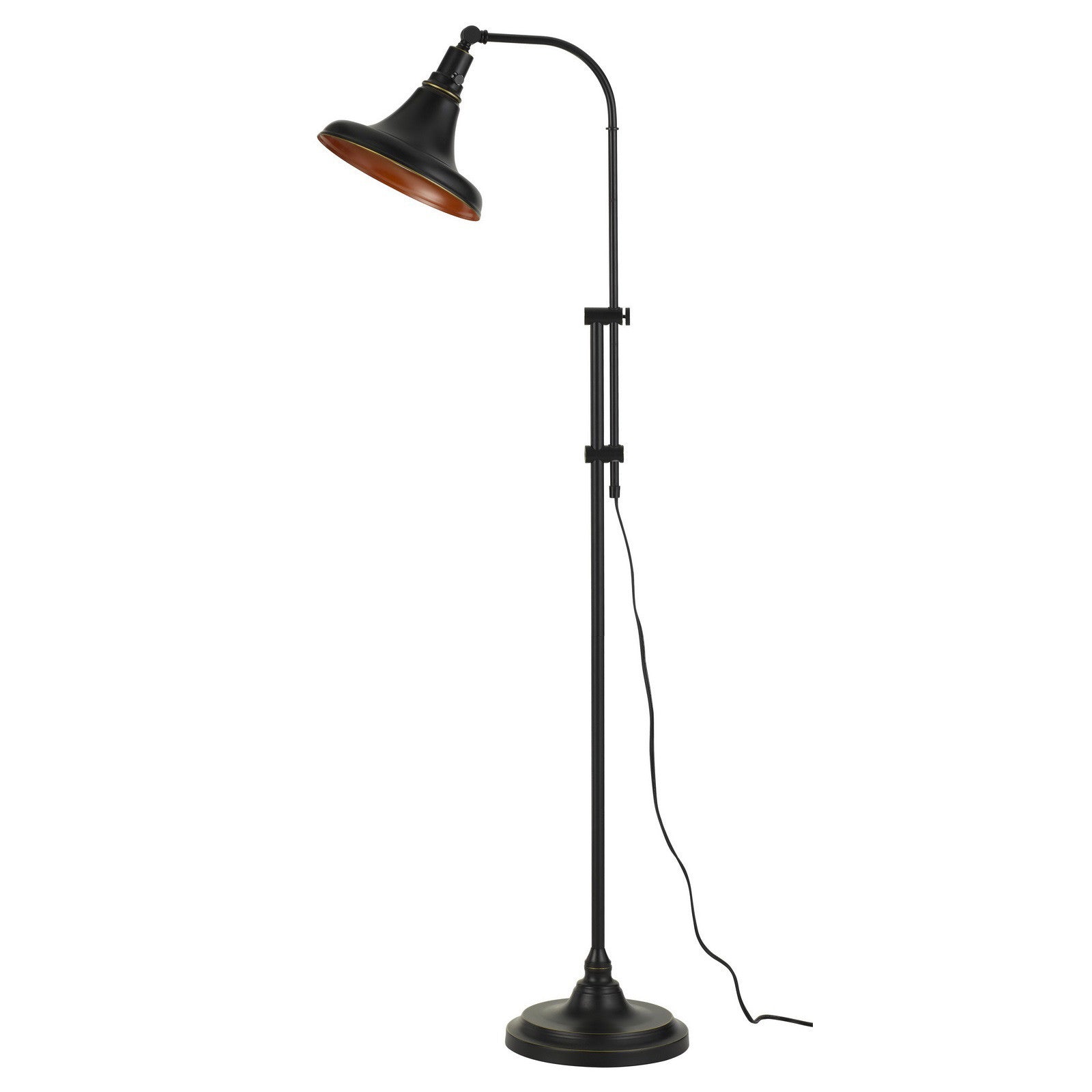 58" Bronze Adjustable Traditional Shaped Floor Lamp With Bronze Dome Shade