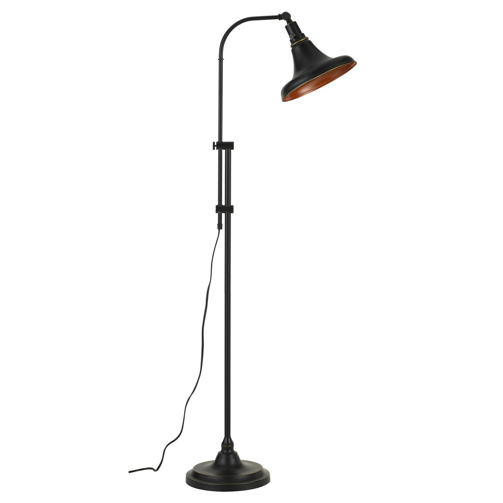 58" Bronze Metal Adjustable Floor Lamp With Bronze Metal Dome Shade