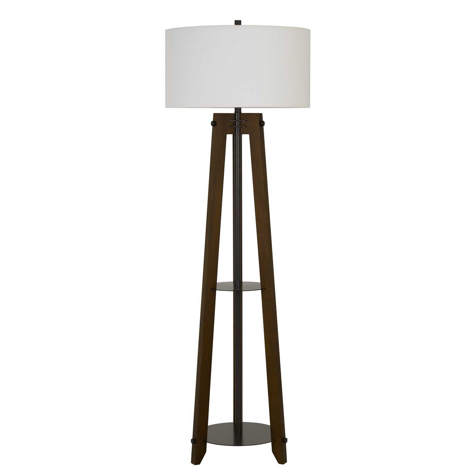 65" Brown Tripod Floor Lamp With White Rectangular Shade