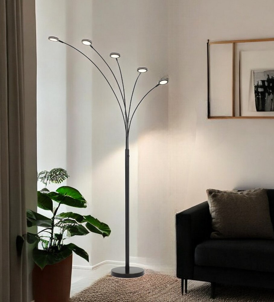 72" Bronze Five Light LED Arc Floor Lamp