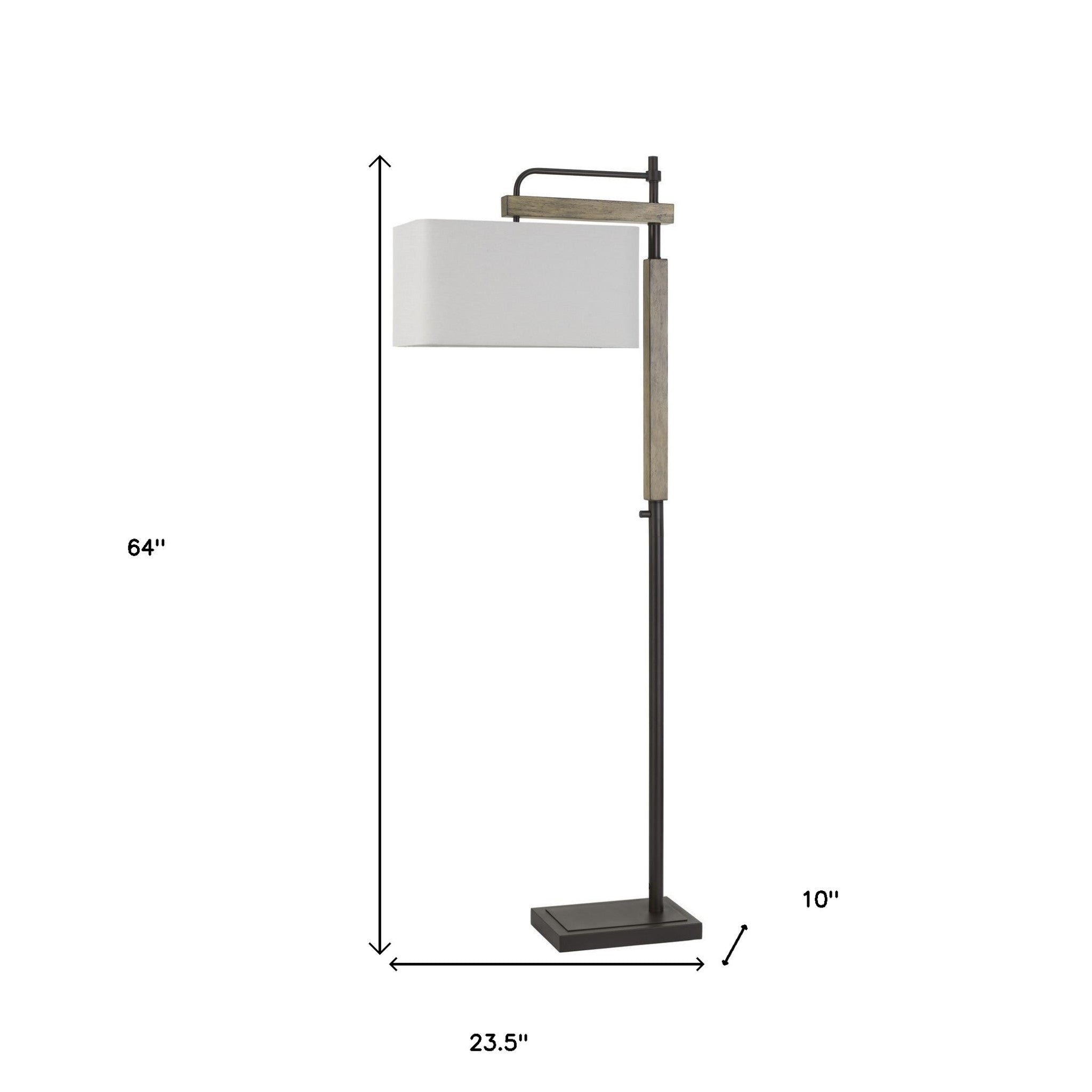 64" Bronze Traditional Shaped Floor Lamp With White Rectangular Shade