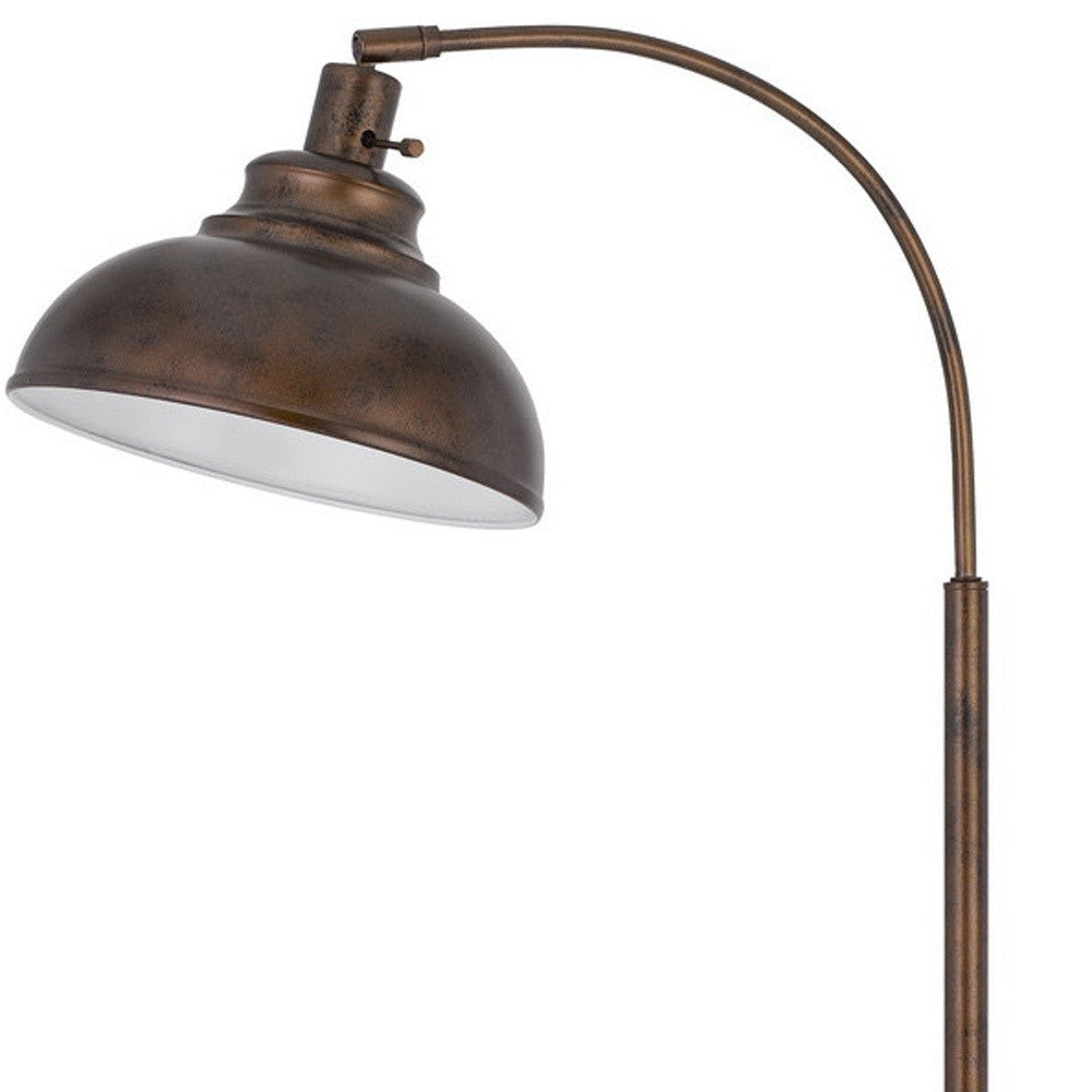 61" Rusted Traditional Shaped Floor Lamp With Rust Dome Shade