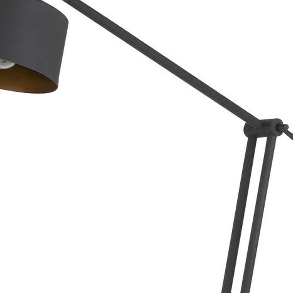 65" Black Adjustable Traditional Shaped Floor Lamp With Black Dome Shade