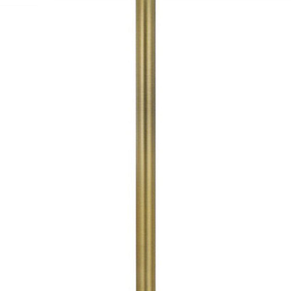 62" Brass Tray Table Floor Lamp With White Square Shade