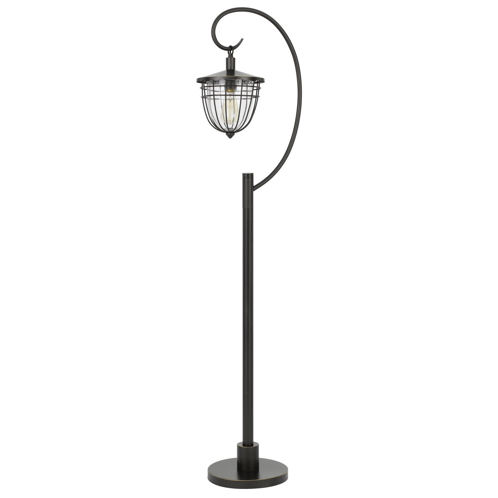 63" Bronze Traditional Shaped Floor Lamp With Bronze Transparent Glass Dome Shade