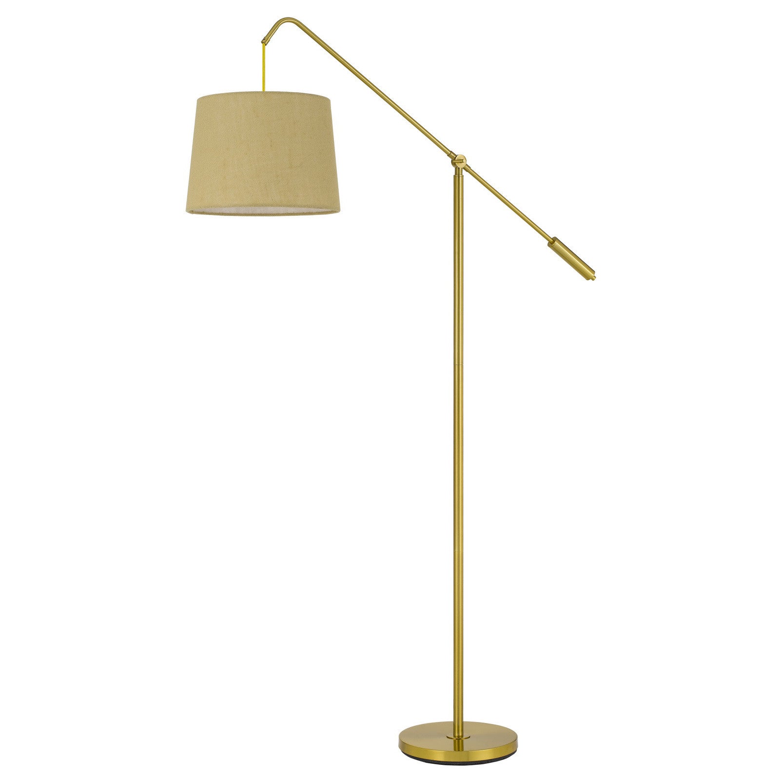 68" Brass Adjustable Traditional Shaped Floor Lamp With Antiqued Brass Drum Shade