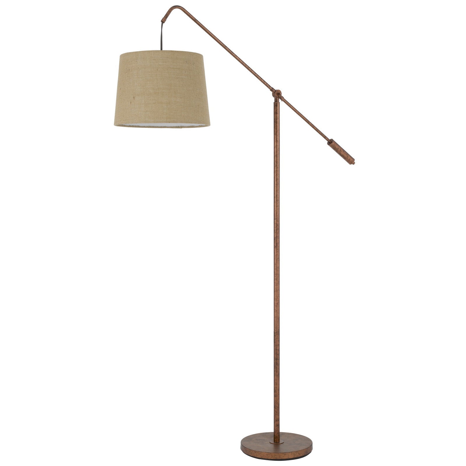68" Rusted Adjustable Traditional Shaped Floor Lamp With Rust Drum Shade