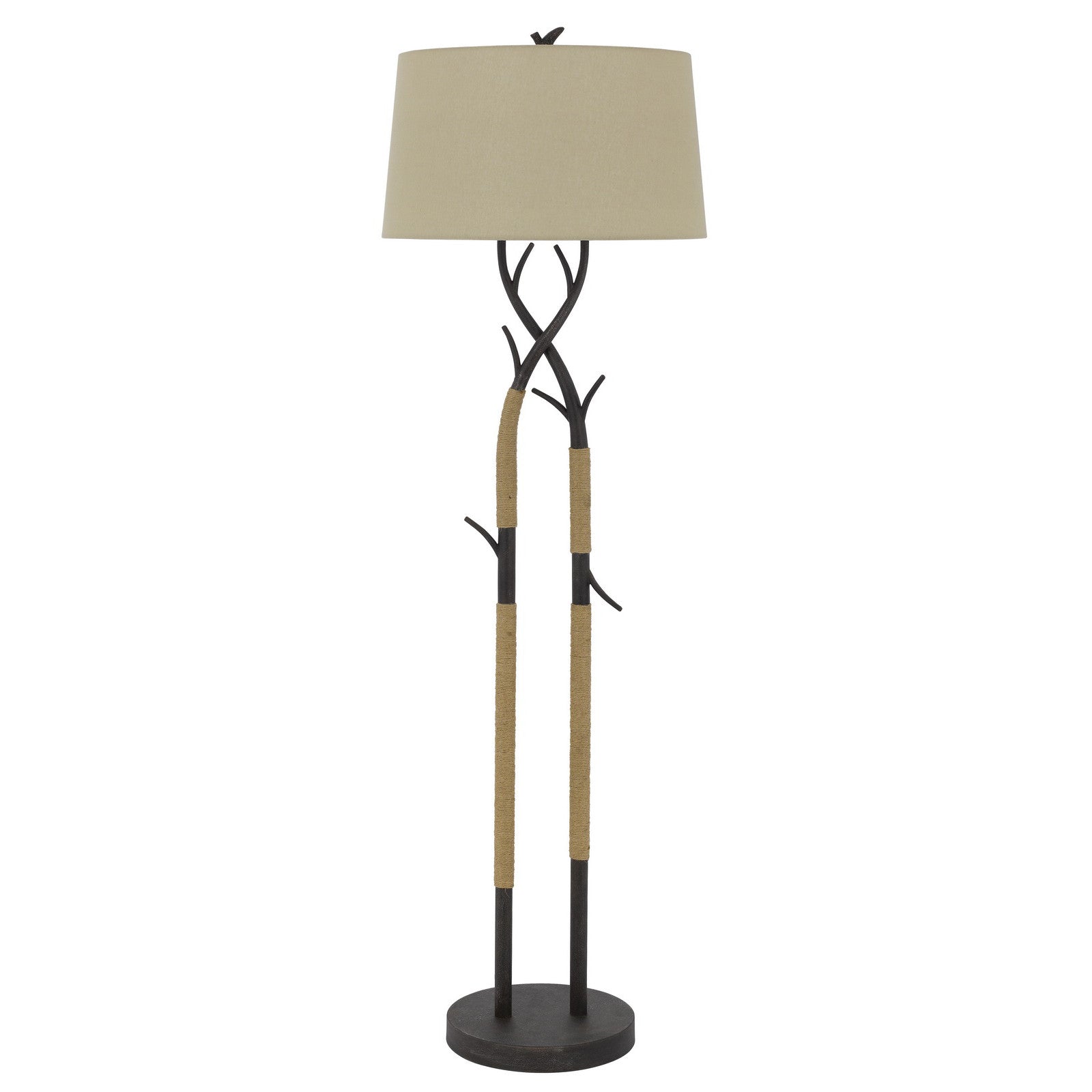 55" Black Traditional Shaped Floor Lamp With Tan Rectangular Shade