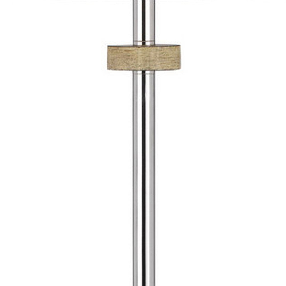 61" Chrome Traditional Shaped Floor Lamp With White Square Shade